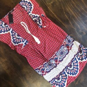 Red blue and white boho dress